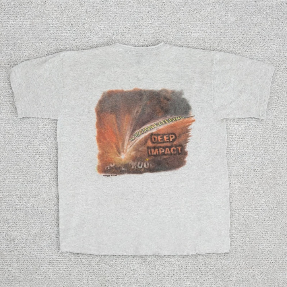 Vintage 1998 Deep Impact Movie Crew Shirt Henley Grey In Motion Catering Film
